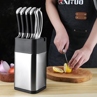 Knife Holder Stainless Steel Stand Storage Kitchen Knife Block Scissors Sharpener Function Stand High-end Kitchen Accessor