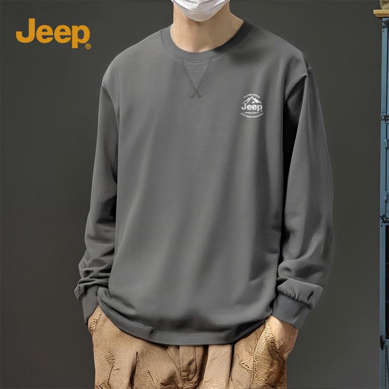 JEEP Men s Business Casual Breathable Cotton Long Sleeve T-Shirt L