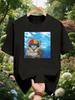 Funny Cat Graphic Tee Casual Streetwear Cotton Style Short Sleeve Unisex Shirt Cute Meme Animal Top Gif