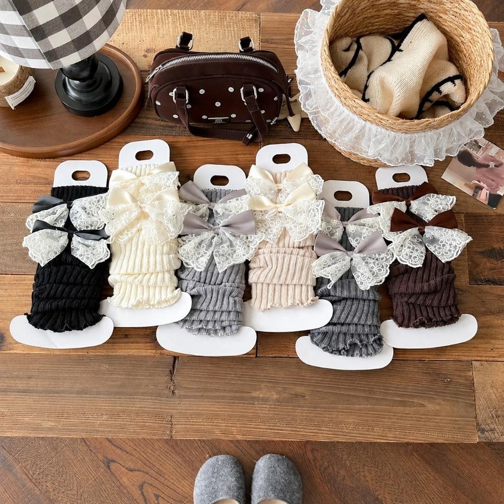 Bow Foot Cover Knitted Bow Leg Warmers Kawaii Long Stockings  Girls Fashion