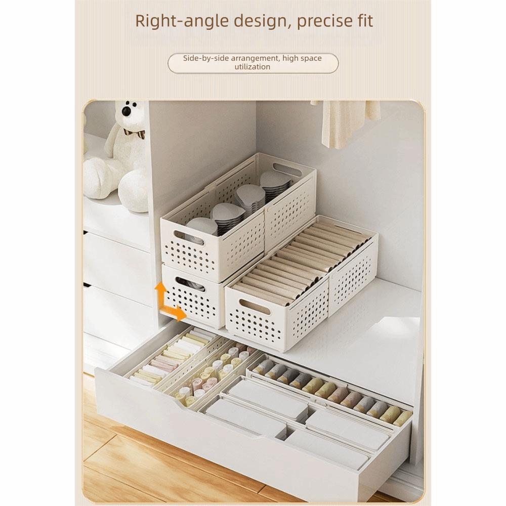 Large Capacity Expandable Storage Box Stackable Ventilated Holes Cabinet Storage Case Plastic Space-Saving