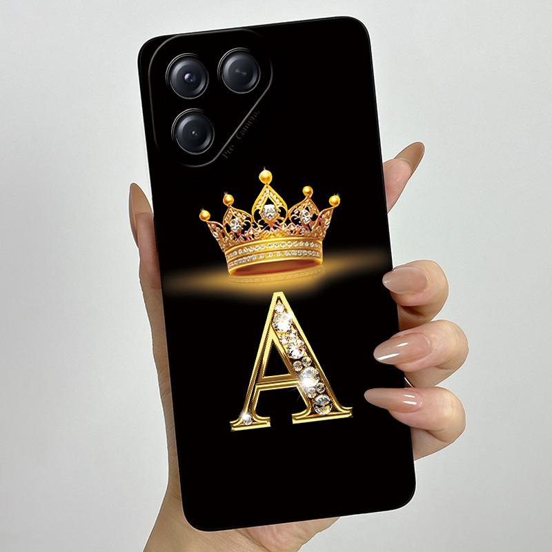 For Tecno Pova 7 Neo Phone Case Crown Initial Letters Liquid Silicone Dustproof Full Protection For Tecno Pova 7Neo Funda Coques