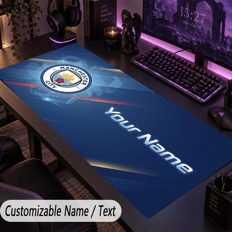 Custom Text Big Mousepad, Extended Desk Pad For Laptop Work GameManchester City
