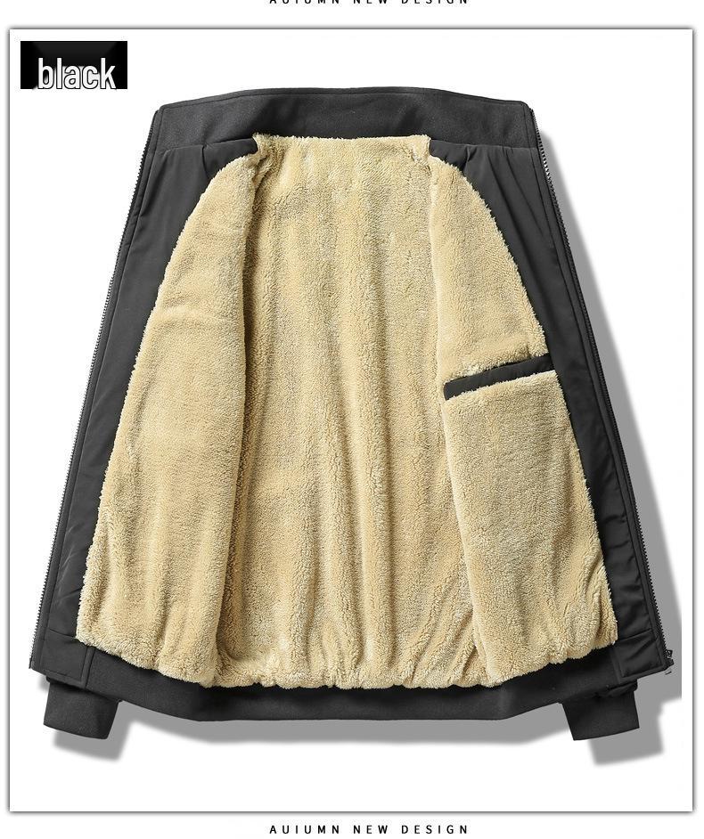 Men's Winter Fleece-lined Stand-up Collar Thick Jacket Plus Size