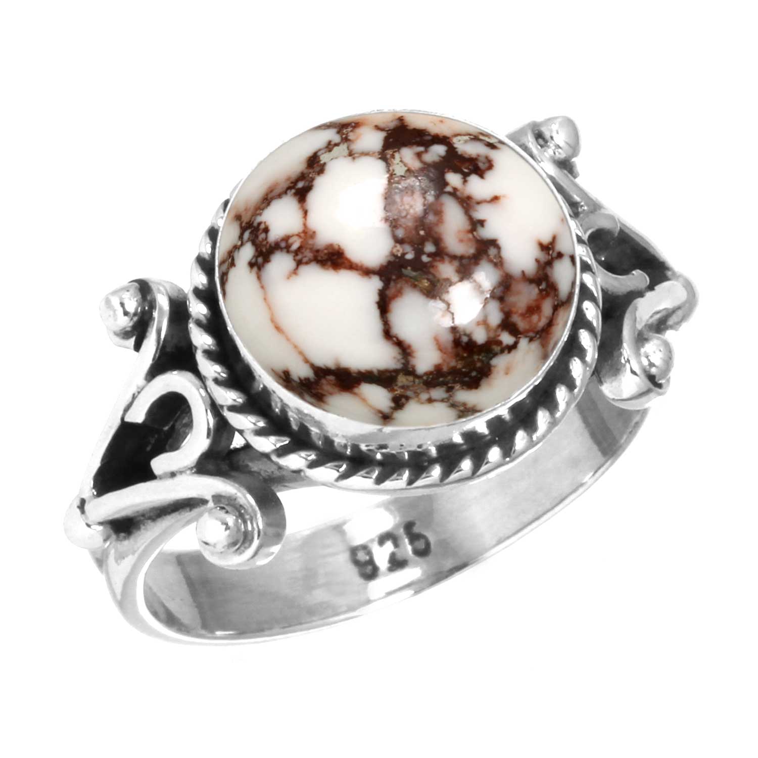 

925 Sterling Silver Ring Women Gemstone Handmade Jewelry Engagement Gift Smithsonite Sponge Coral Seraphinite Shattuckite Thulith Wild Horse Solitaire 11