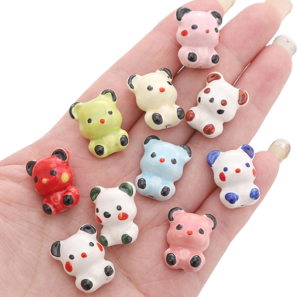 16x19mm Pickup Bear Ceramic Hand-painted Bead For DIY Bracelets Necklaces Jewelry Making
