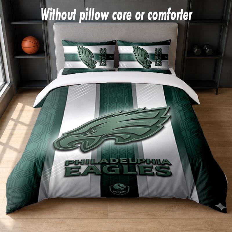 Set Biancheria da Letto Design Philadelphia Eagles 1 Copripiumino + 2 Federe Morbido Traspirante Biancheria da Letto per la Casa