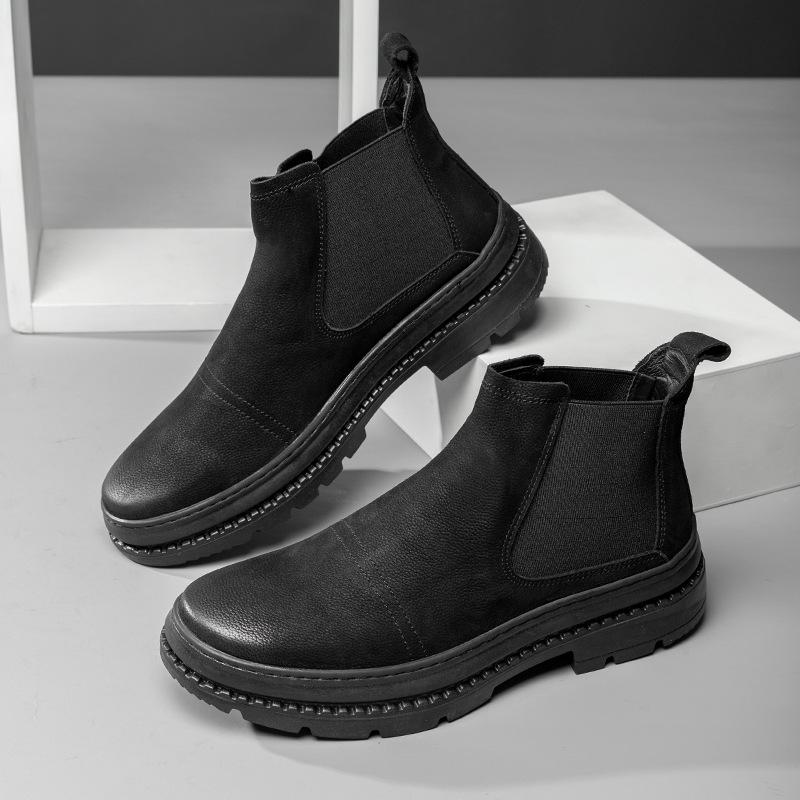 High-top men's shoes Korean version trendy casual leather shoes Gaobang Martin boots men's short boots winter cotton shoes men's