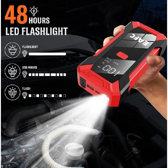 EAFC 2000A/600A Car Jump Starter Power Bank Portable Starting Device Lighting 12V Petrol Diesel Car Booster With Smart Clip