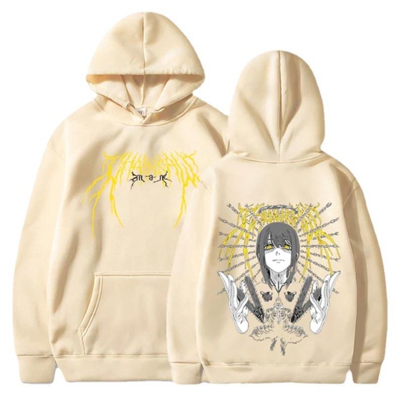 Felpa con cappuccio Harajuku Stampa Gotica Chainsaw Man Machima Felpa con cappuccio