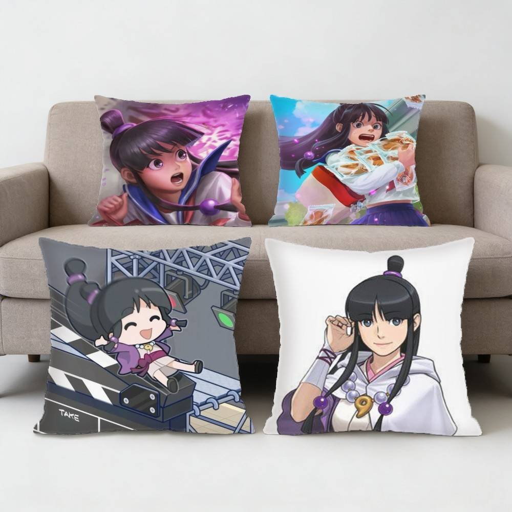 Ace Attorney Maya Fey Pillow Case Anti-Dustmite Pillowcase Invisible Zipper Silky Short Plush Sofa Cushion Cover