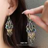 Ethnic Style Diamond-set Water Drop Fringed Earrings Retro Fashion Unique Temperament Ear Hook Light Luxury High-end Earrings