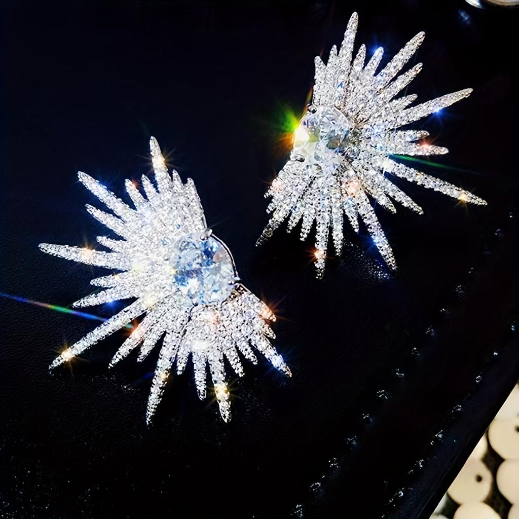 1 Pair Sparkling Wing-Shaped Earrings with Rhinestones - Elegant, Lightweight Statement Earrings for Women, Ideal for Weddings, Proms, and Parties