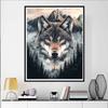 5D Wolf Full Diamond Painting Cross Stitch Set, DIY Gem Diamond Embroidery Crafts and Crafts, Decorative Home Wall Mural Ornaments