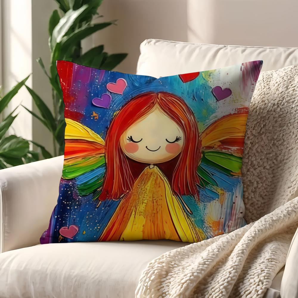 Anime Angel Pattern cushion cover For Pillow Printing Sofa Decoration Home Car Room Coffee Shop Office Nordic Simplicity