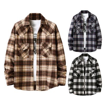 New Men's Fashion Plaid Shirts Loose Plus Size Men's Jacket Shirt