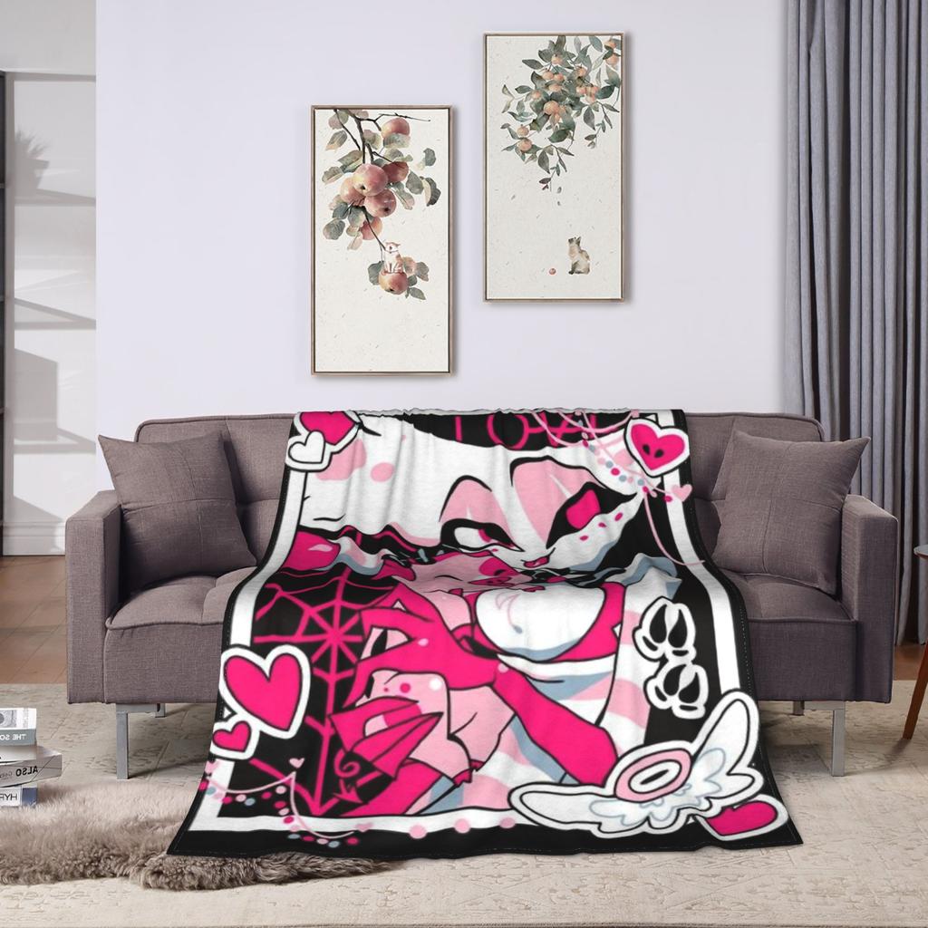 Angel Dusts and Fat Nugget Selfie Hazbins Hotels Blanket Fleece Autumn  Breathable Warm Throw Blanket for Bedding Outdoor Quilt