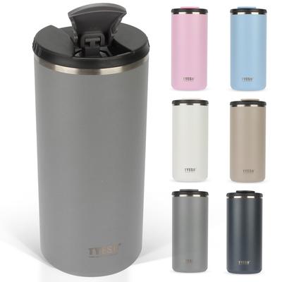 TYESO Tumbler with Lid, Leak-Proof, Vacuum Insulated, Large Capacity, Stainless Steel, Thermos, Water Bottle, Coffee Cup, Direct Drinking, Portable, R