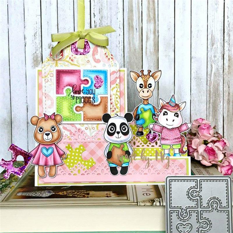 Metal Kesme Ölür Kart Yapımı için Scrapbooking DIY Kabartma Keser Yeni Zanaat Kalıp Kalp Bulmaca Kapağı