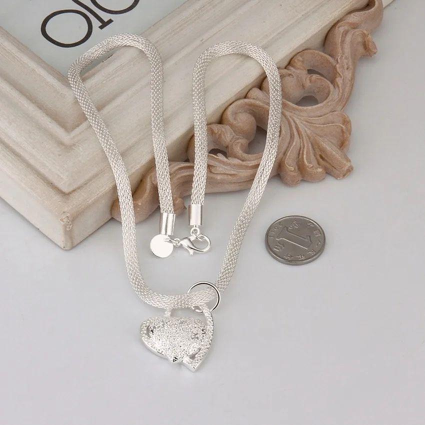 925 Sterling Silver Gorgeous Charm Fashion Charm Heart Wedding Lady Love Necklace Noble Luxury 18 Inches Silver Jewelry