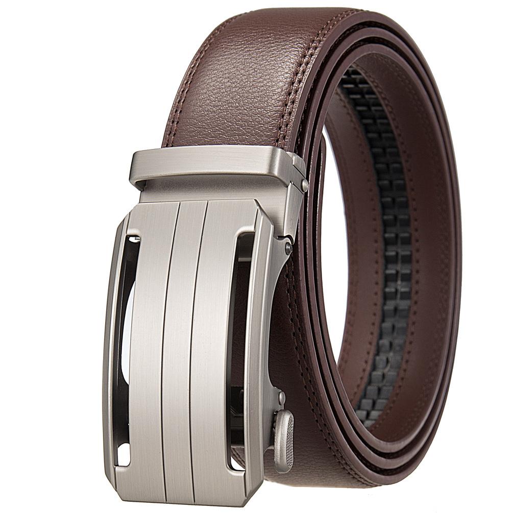 1Pcs Fashion Automatic Buckle Belt, Men'S Belt, Two-Layer Cowhide, Belt Belt Ly36-35409-1