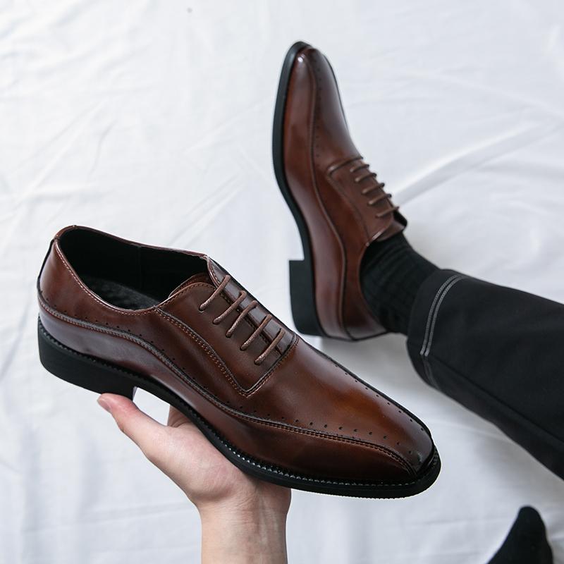 Fashion Groom in formal leather shoes Minimalist and retro British style Leisure Business and Office Elegant adult shoes Plus Size -46