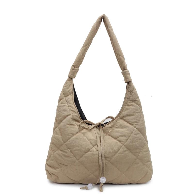 Women's Shoulder Bag with Standard Diamond Stitching Large Capacity Solid Bag