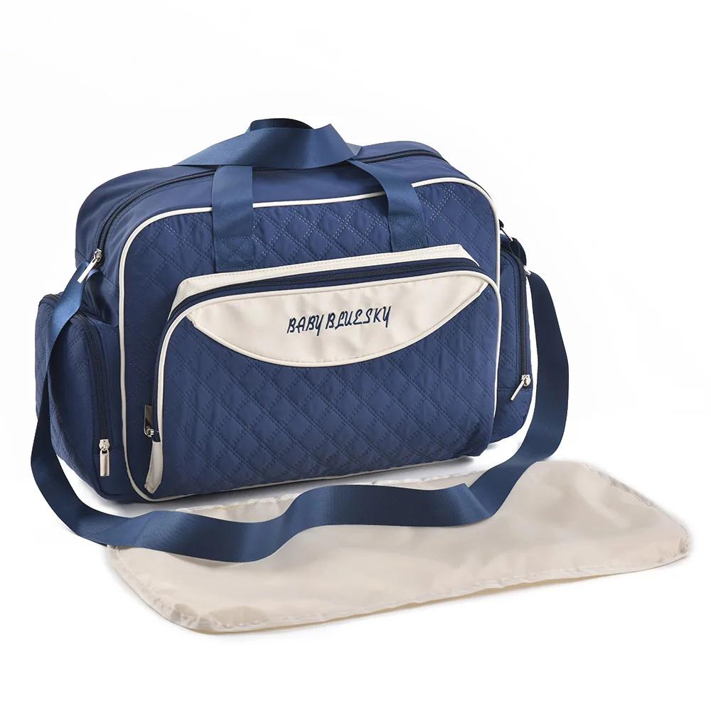 

Зимняя новая сумка для мам с геометрическим тиснением, сумка для мамы и ребенка, дорожная сумка для кормления грудью темно-синий
