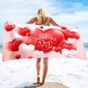 Valentine's Day Beach Towel Bath Sheet Towels Love Hearts Oversized Microfiber Sandless Beach Towels for Swimming Extra Large