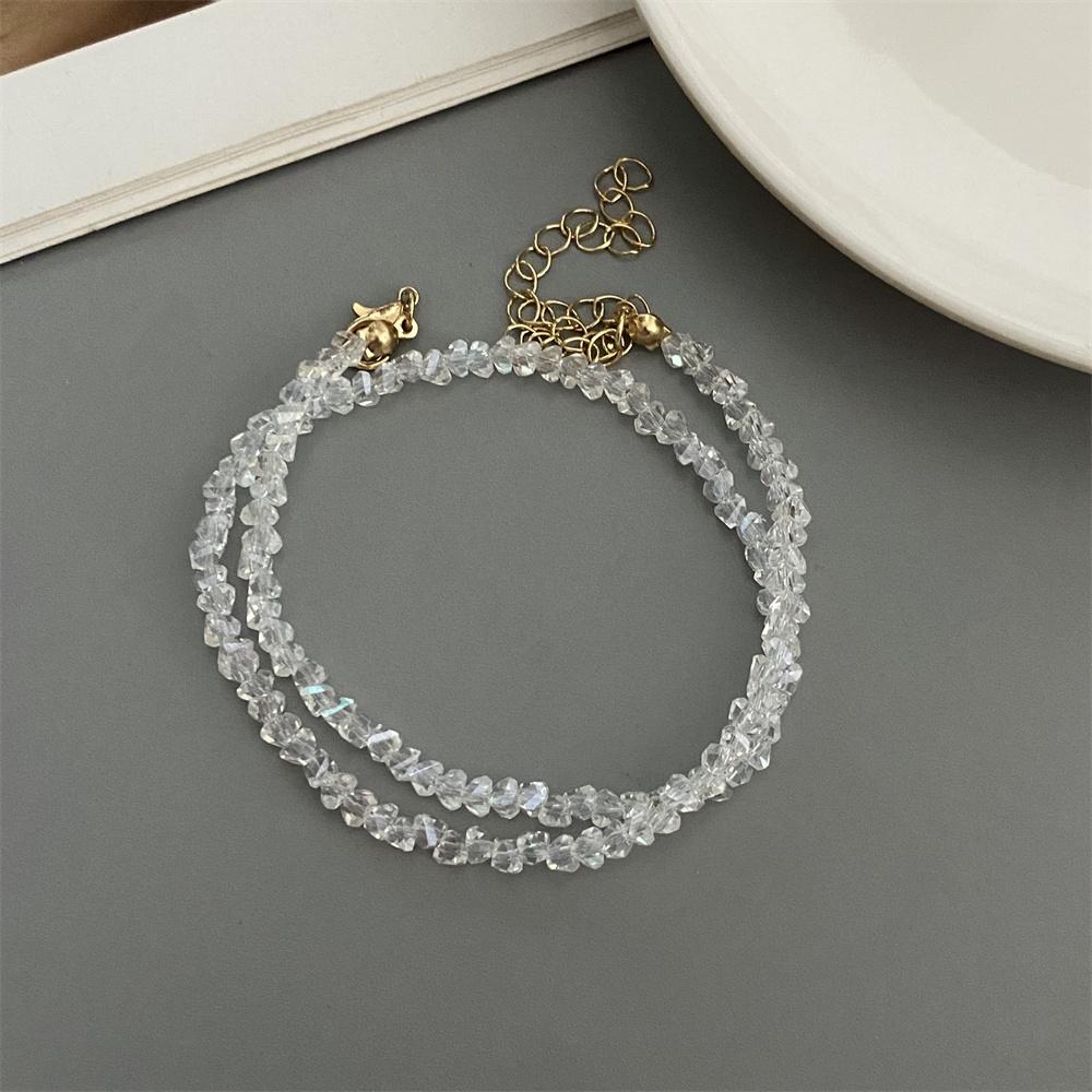 New Fashion Irregular Crystal Beads Choker Necklace White Transparent Black Pink Triangle Crystal Trendy Neck Jewelry