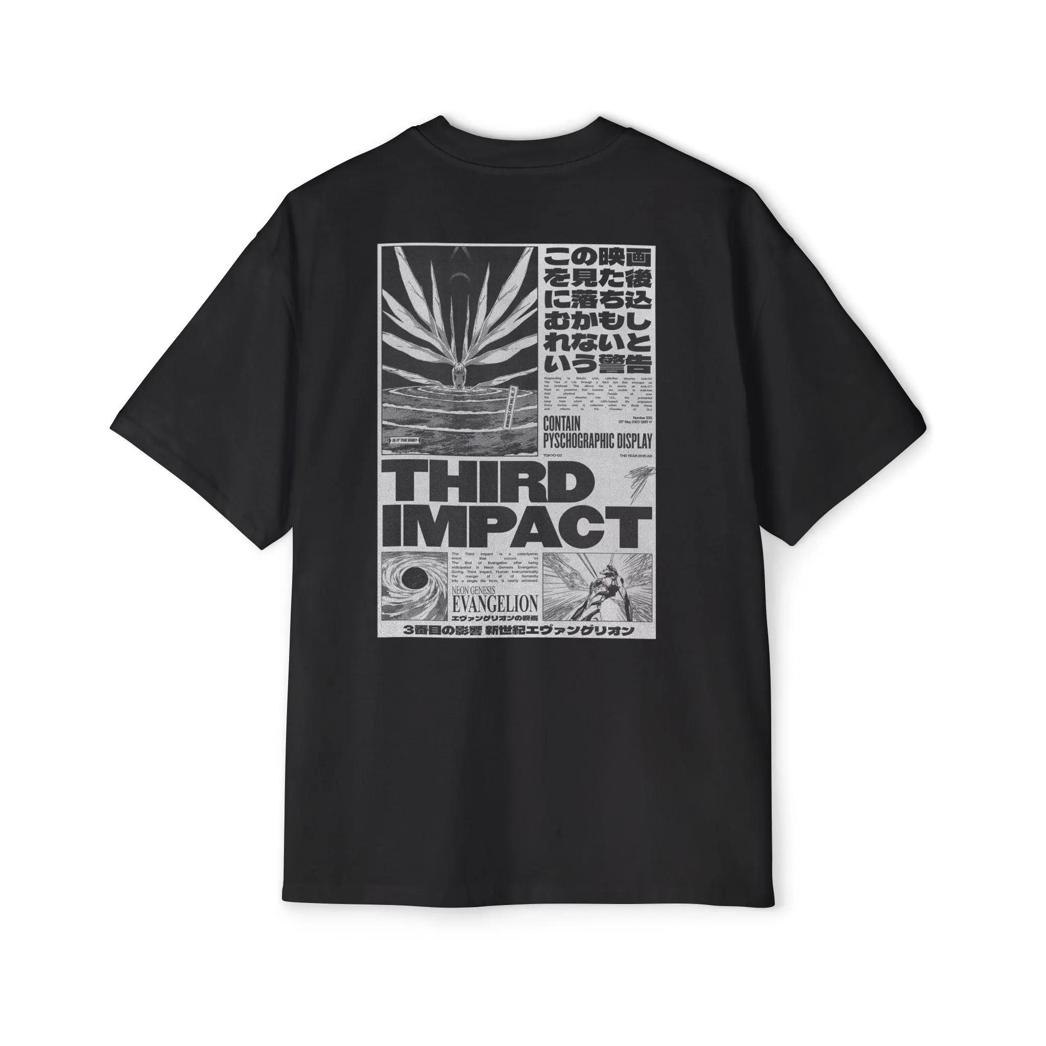 Neon Genesis Evangelion Third Impact Tee 90s Anime Streetwear NGE Nerv Shinji Rei Ayanami Unisex Ins 4XL