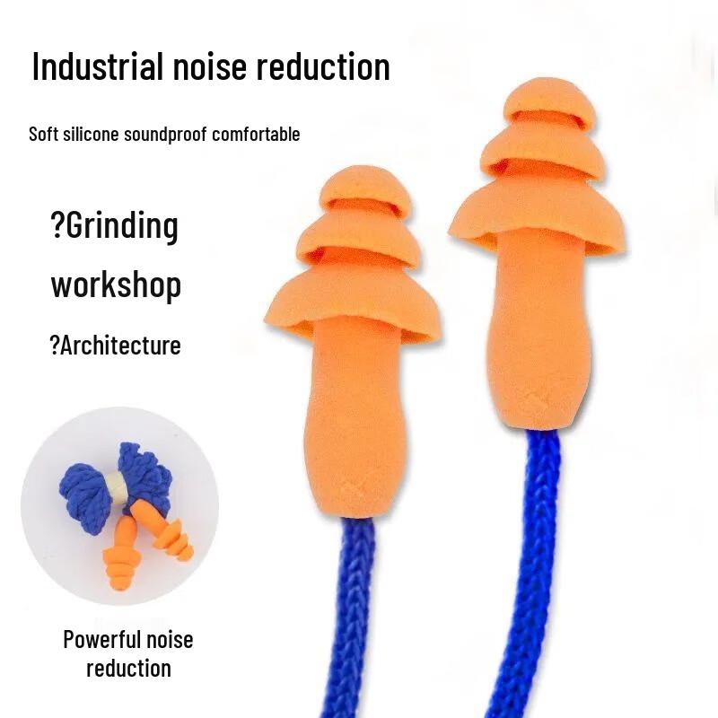 Industrial Noise Reduction Wired Earplugs Pack of 10