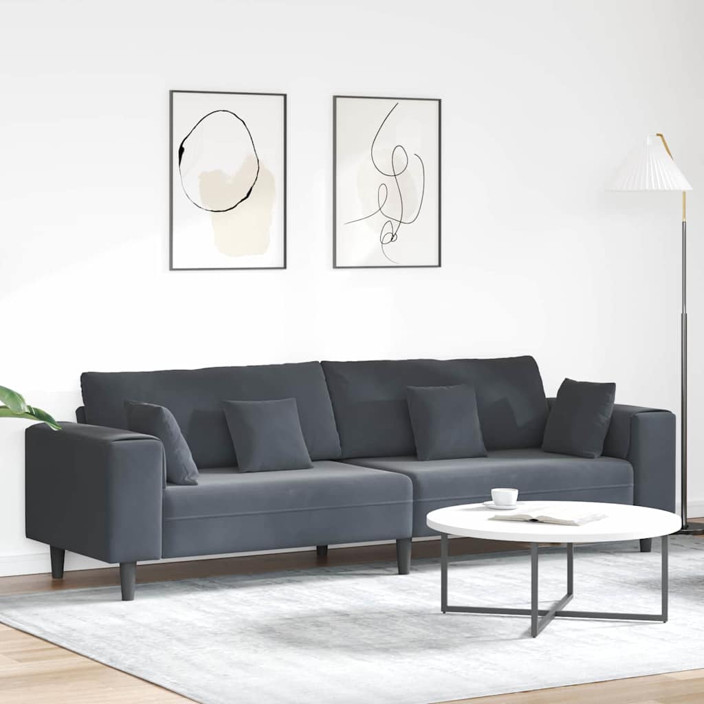 Dark Grey Sofa 250 X 77 X 76 Cm Velvet