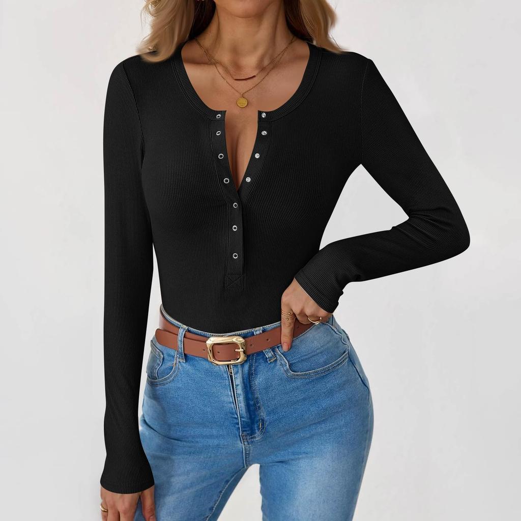 Dámské a zimní tričko se štíhlým dnem Móda Neformální Jednobarevné Pulovr s dlouhým rukávem do U