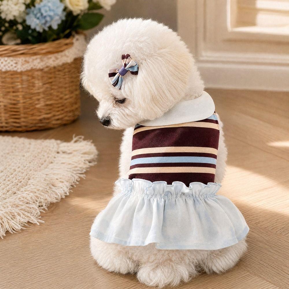Fashion Breathable Puppy Striped Dress Comfortable Lightweight Pet Clothing Thin Dog Vest Small Medium Dogs