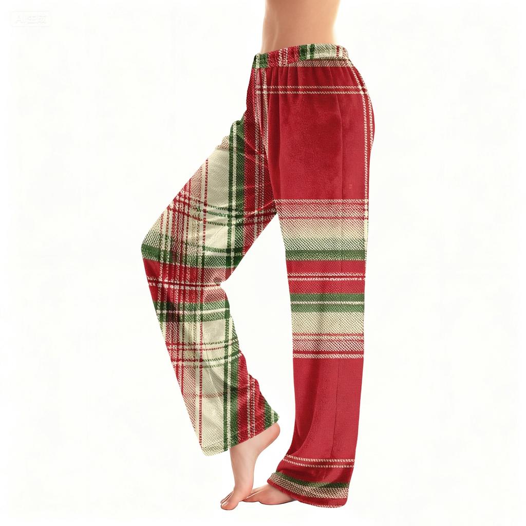 Women's Christmas Snowflake Tree Print Pajama Sleep Pants for Home Comfort