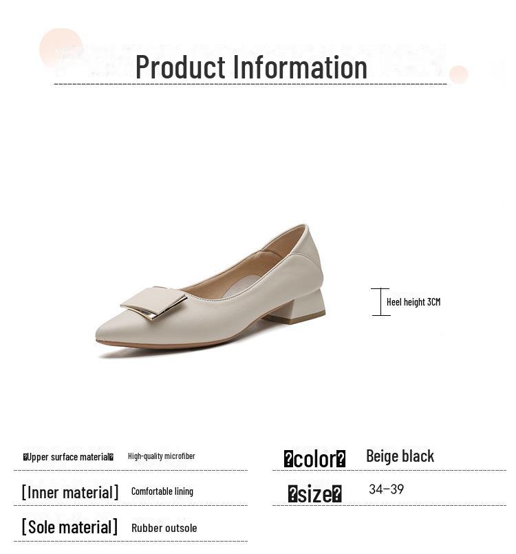 Women's Soft Leather Pointed Toe Mid-Heel Buckle Shoes for Spring/Autumn