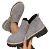 Foreign Trade New Large Size Double Zipper Platform Martin Boots Women's Cross-border Short Tube Round Head Suede Thick Heel and Bare Boots