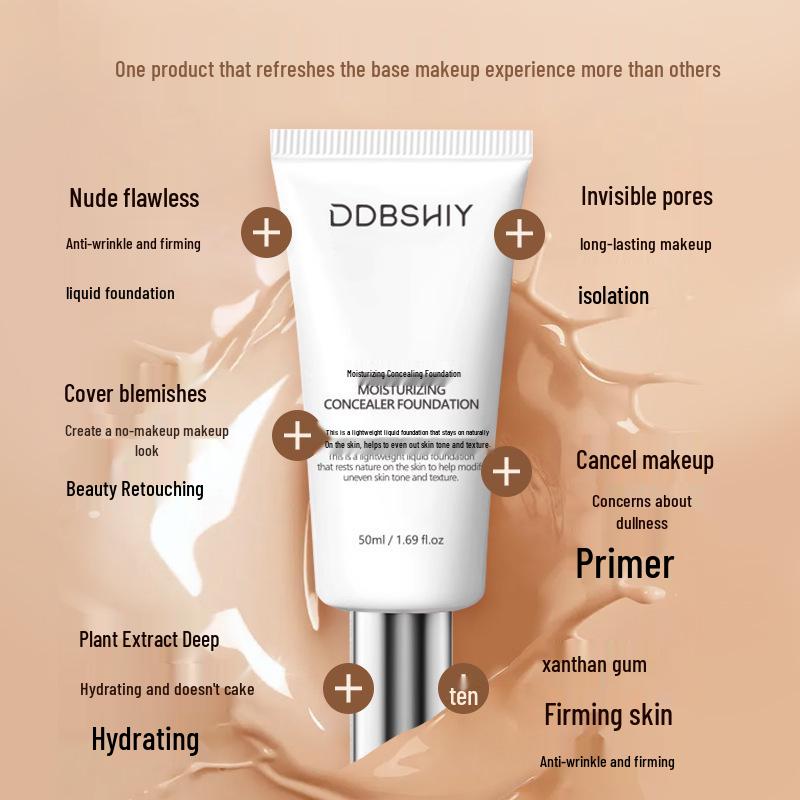 Moisturizing Concealing Foundation - Full Size, Clear Natural Look, Long-Lasting, Hydrating, Non-Clogging, Non-Transferring.