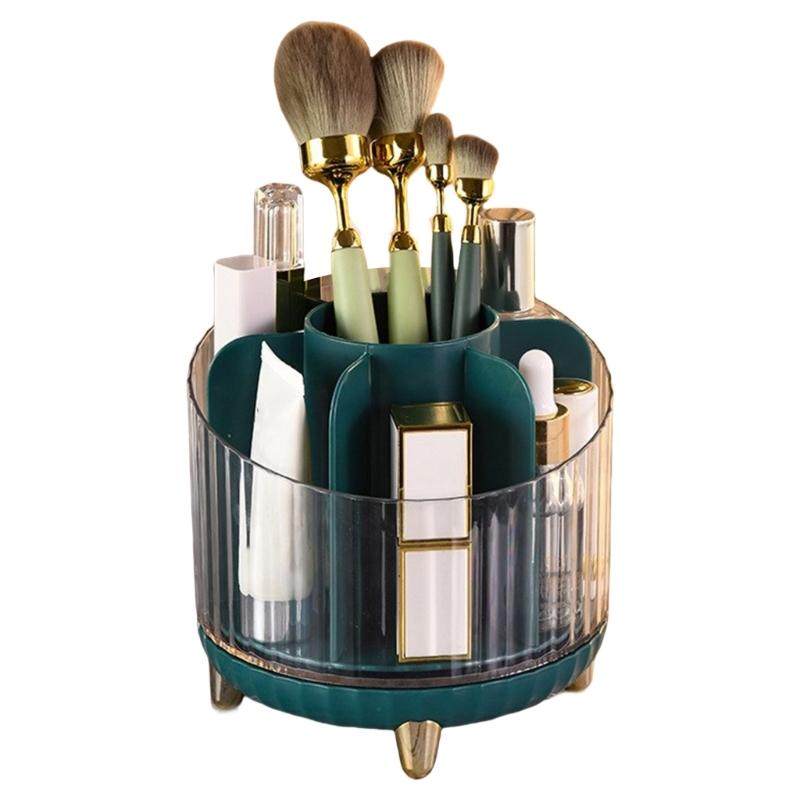 

Stylish Cosmetic Holder Rotatable Makeup Storage Case Space Saving Organizers Home Accessory for Beauty Products зелёный