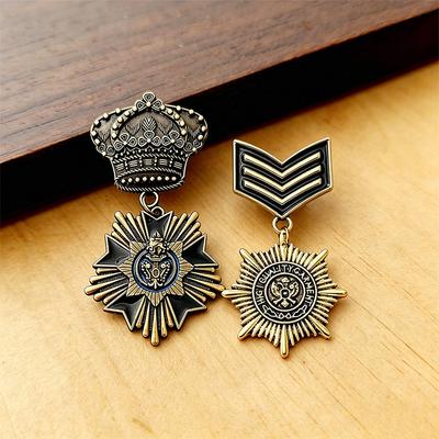 European and American Bronze Navy Style Retro Medal Niche Badges Versatile