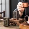 1Pcs Alloy Incense Stick Burner Sandalwood with Hollowed Out Pattern Lotus Incense Censer Square Vertical Retro Incense Box