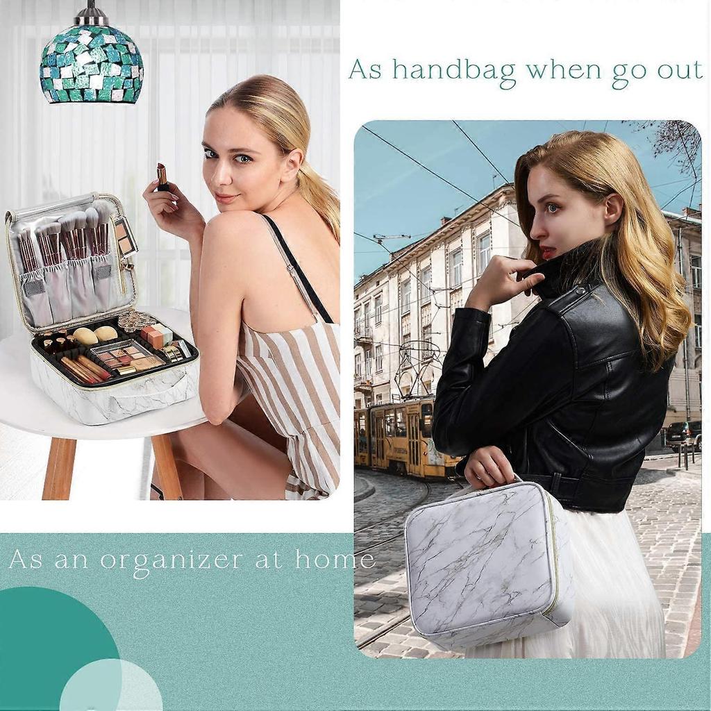 Dww Make-up Tasche, Professionelle Make-up Aufbewahrungstasche, Kosmetische Reisetasche, Beauty Friseurwerkzeug Organizer mit Verstellbaren Trennwänden, Kunstleder