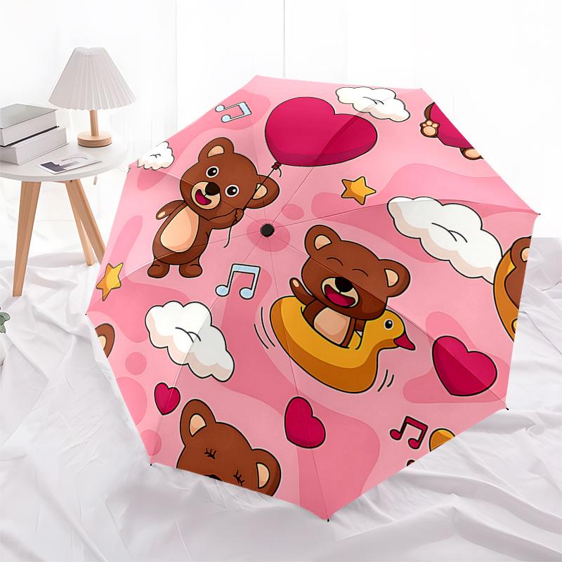 

Teddy Bear Adventure: Automatic Opening/Closing Umbrella with Foldable Design, 8 Bone Iron Frame Perfect for and Festive Gifts!0104044a
