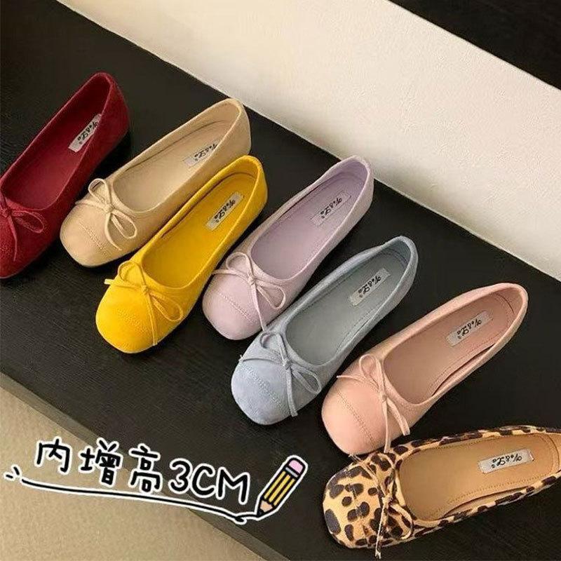 French flat-bottomed bow late evening breeze light mouth single shoes women's 2025 new spring and summer Mary Jane ballet shoes ladyshoes