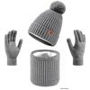 Winter Windproof Knit Hat, Scarf, & Gloves Set for Adults – Customizable