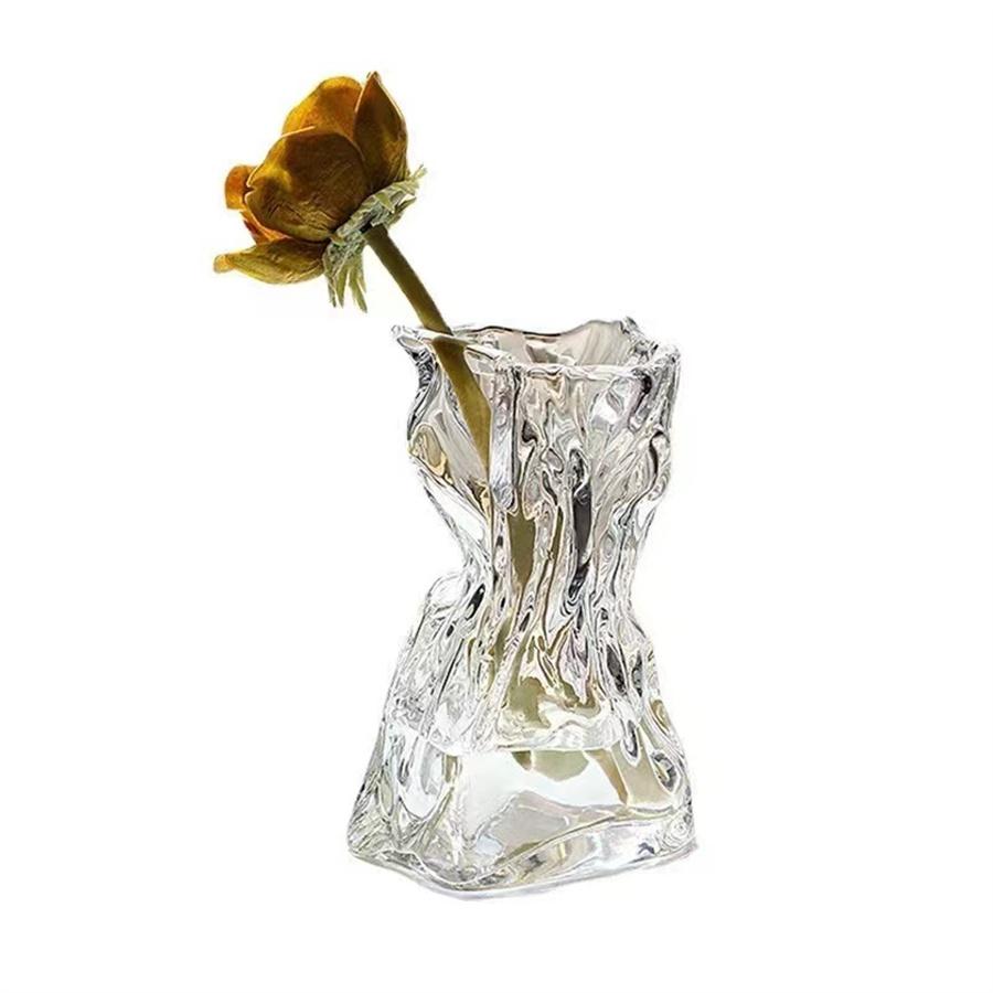 Wind Flower Vase Advanced Transparent Vase Glass Living Room Desktop Hydroponic Flower Arrangement Creative Decoration