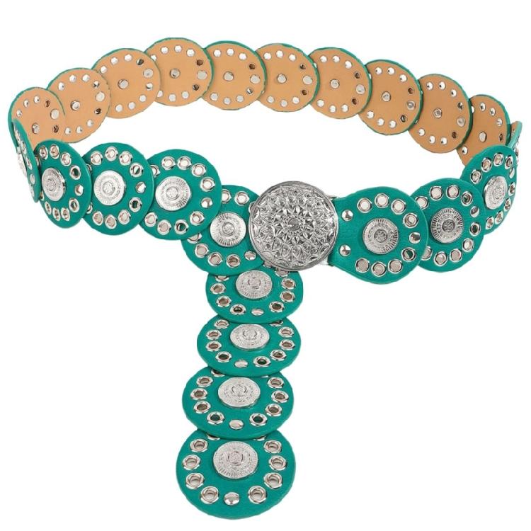 Discs Grommet Belt Punk Waist Belt Unique Buckle for Jeans Dress Unsiex