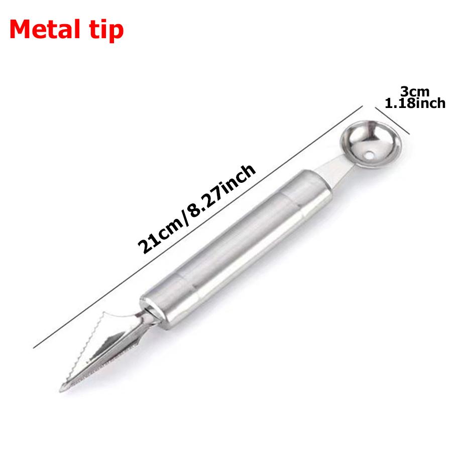 2pcs Double-Headed Metal Fruit Baller Spoon Multi-use Fruits DIY Carving Tool for Watermelon Melon Pitaya Easy Scoop for Dessert