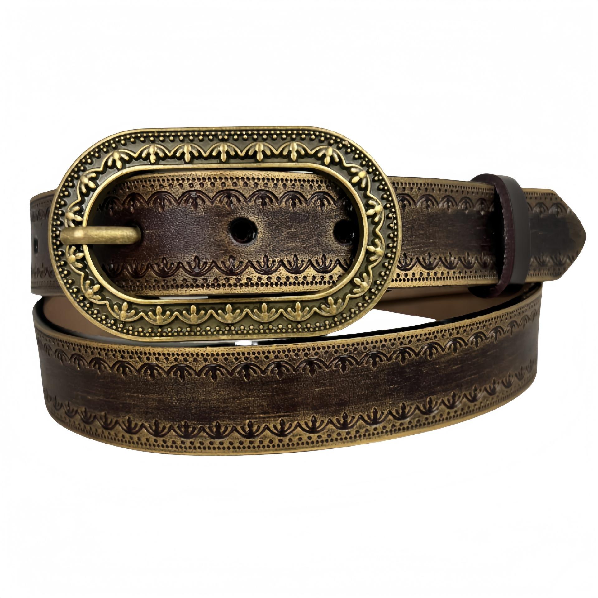 

Ретро градиентный кожаный ремень, пальто из коровьей кожи, джинсовый ремень, ремень с тиснением 110cm